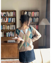 將圖片載入圖庫檢視器 菱形針織Cardigan-現貨