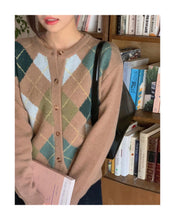 將圖片載入圖庫檢視器 菱形針織Cardigan-現貨