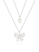 將圖片載入圖庫檢視器 Silver925  [태연 착용] LACY RIBBON PEARL LAYERED NECKLACE 0313V
