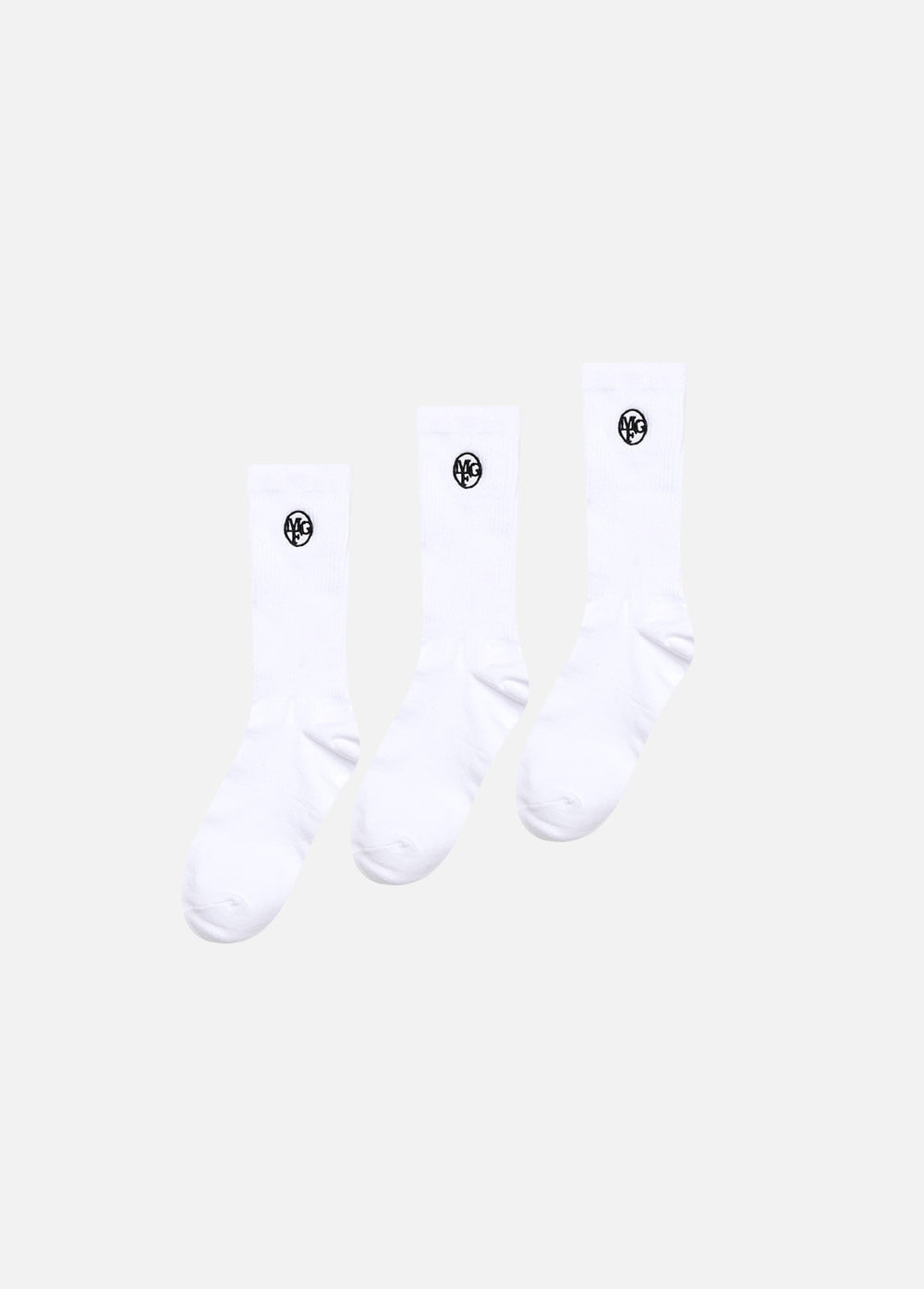 MFG 3PACK EMBROIDERY SOCKS white (一式3對)