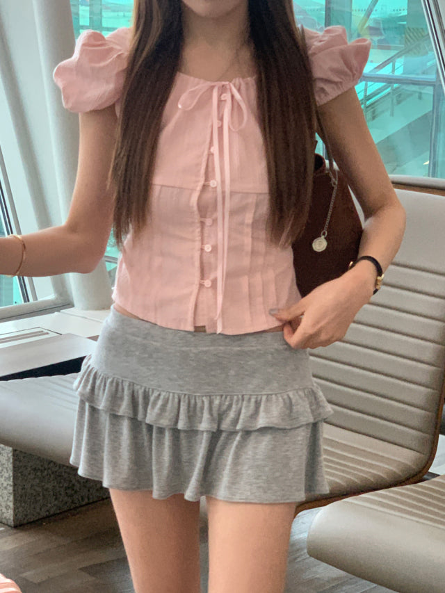 Punching lace blouse-Pink,White現貨